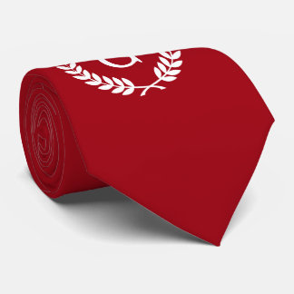 Gravata Monograma inicial de Laurel White Laurel Wreath Re