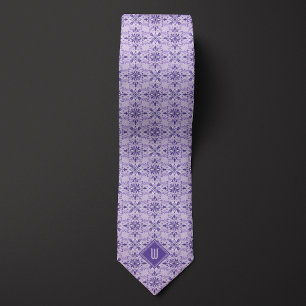 Gravata Monograma Inspirado Floral Puro lavanda