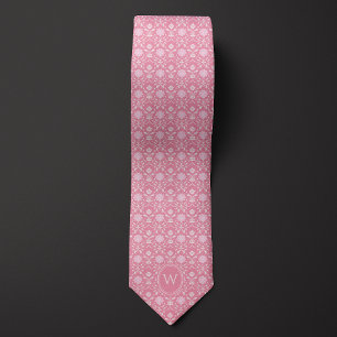 Gravata Monograma inspirado na forma Floral, cor-de-rosa,