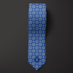 Gravata Monograma Mandala Azul Céu