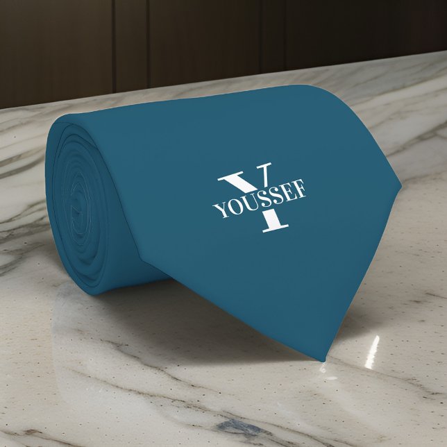 Gravata Monograma Minimalista Azul de Canoagem (Criador carregado)