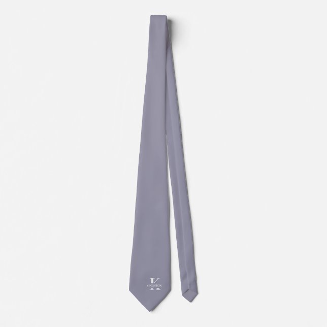 Gravata Monograma + Nome Cinza Elegante (Frente)