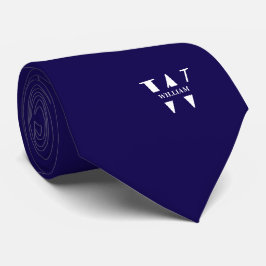 Gravata Monograma + Nome Elegante na Cor Azul
