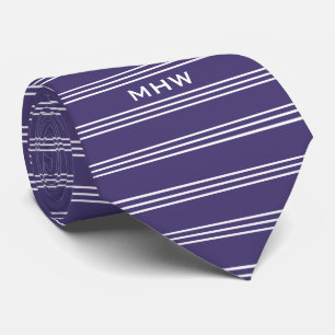 Gravata monograma personalizada listras violetas