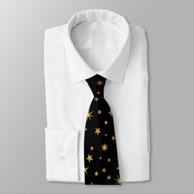Gravata Monograma personalizado elegante preto e estrela D (Amarrado)