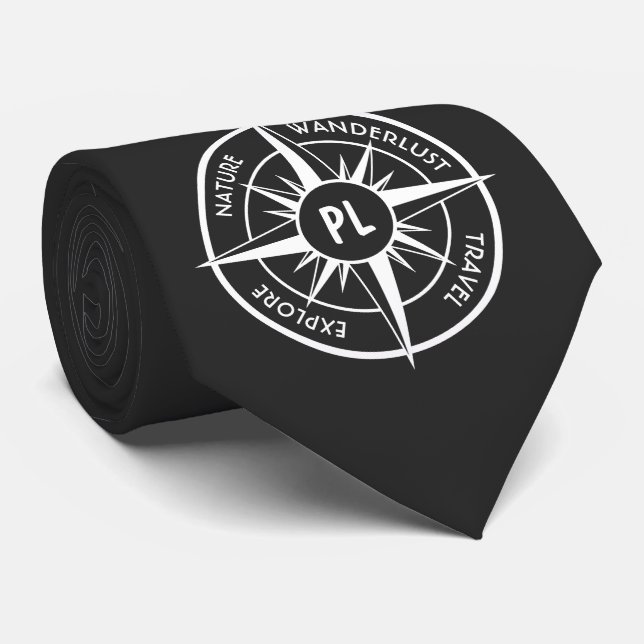 Gravata Monograma preto e branco do emblema da estrela da  (Rolled)