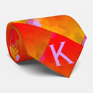 Gravata Monogramas cor-de-rosa laranja Padrões geométricos