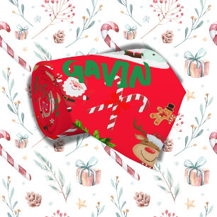 Gravata Monogramas Feliz Natal em fundo vermelho  