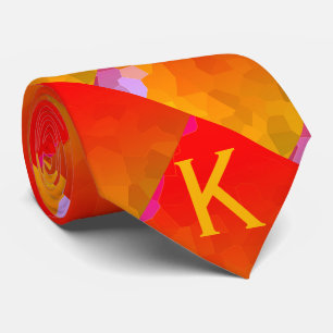 Gravata Monogramas Padrões geométricos cor-de-rosa cor-de-