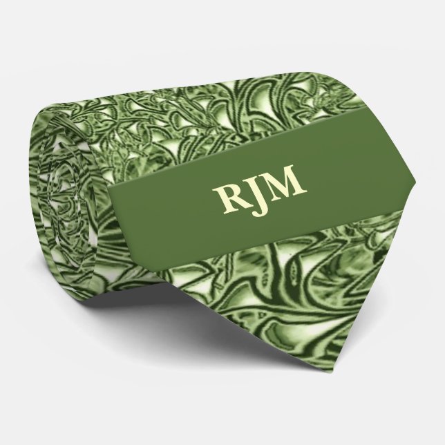 Gravata Monogramas Sage Green Paisley Necktie (Rolled)