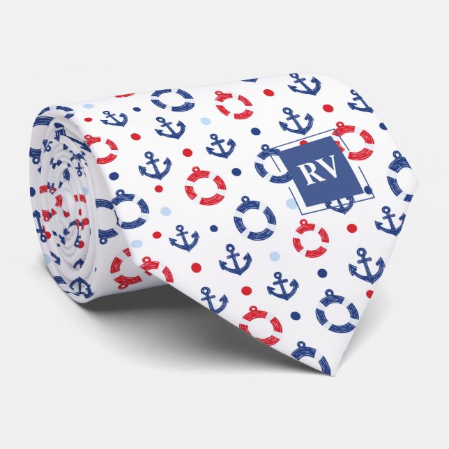 Gravata Monogrammed Nautical Anchors & Lifebuoys (Rolled)