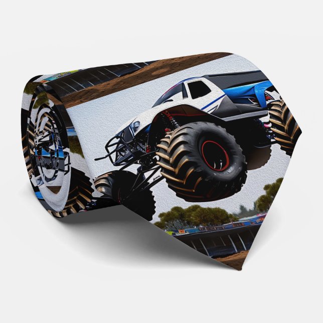 Gravata Monster Truck Launch, Mens Neck Tie (Rolled)