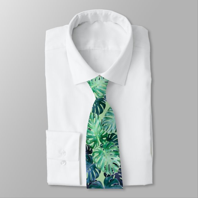 Gravata Monstera Tropical Deixa o pescoço (Amarrado)