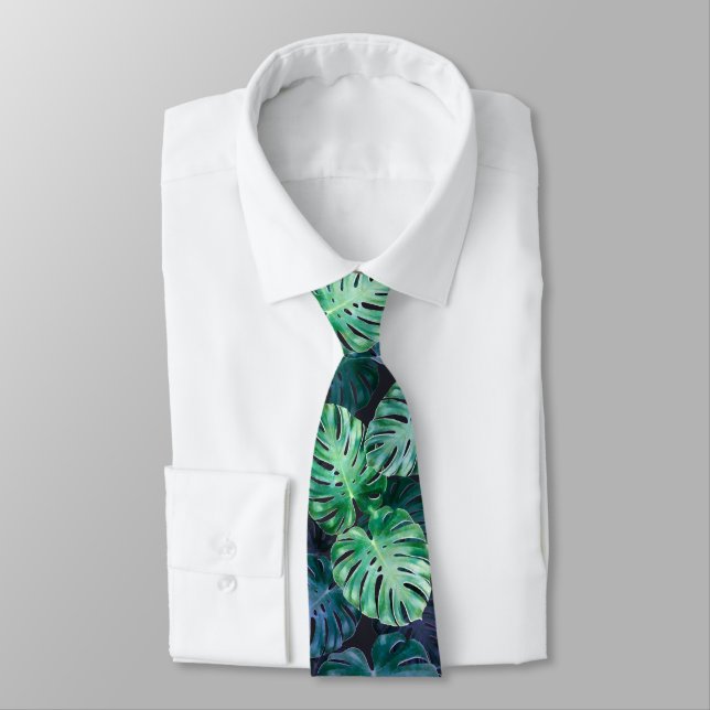 Gravata Monstera Tropical Deixa o pescoço (Amarrado)