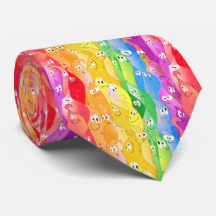 Gravata Monstros Blob Emotivos Arco-íris em Cores do Orgul