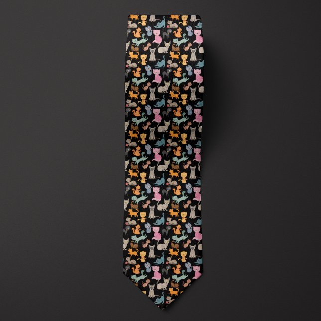 Gravata Montagem de Gatos de Cartoon Pretos (Criador carregado)