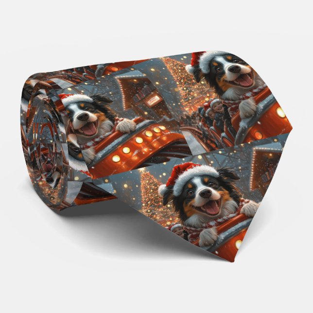 Gravata Montanha-Russa de Cachorro Border Collie Natal (Rolled)
