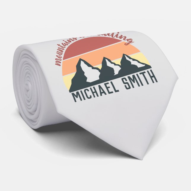 Gravata Montanhas de pastel de safra chamam cinza de monog (Rolled)