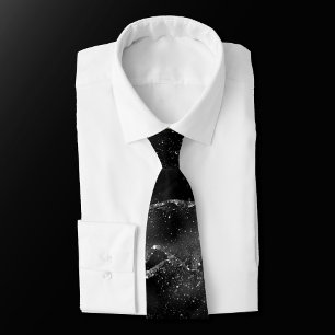 Gravata Moody Agate   Glitter Gótico de Prata Negra Onyx