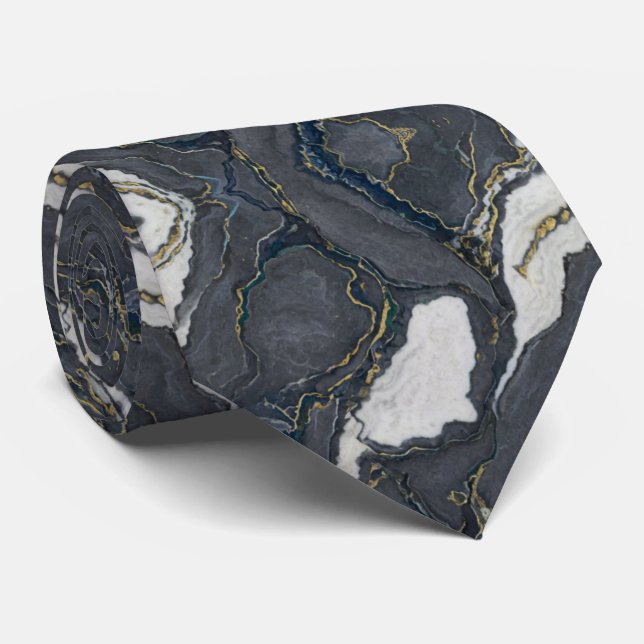 Gravata Moody Gray Agate Geode Slice with Gold Accents (Rolled)