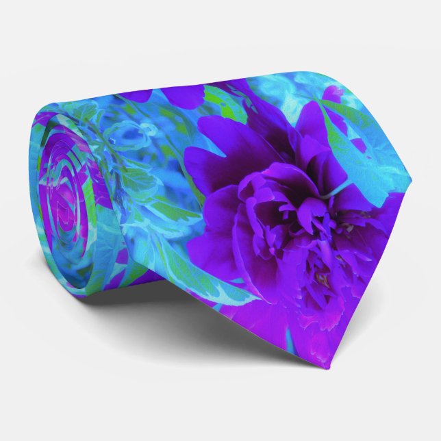 Gravata Moody Purple Peony com uma bela Folhagem (Rolled)