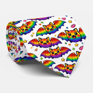 Gravata 🦇🌈 Morcegos Arco-Íris Fofos e Assustadores