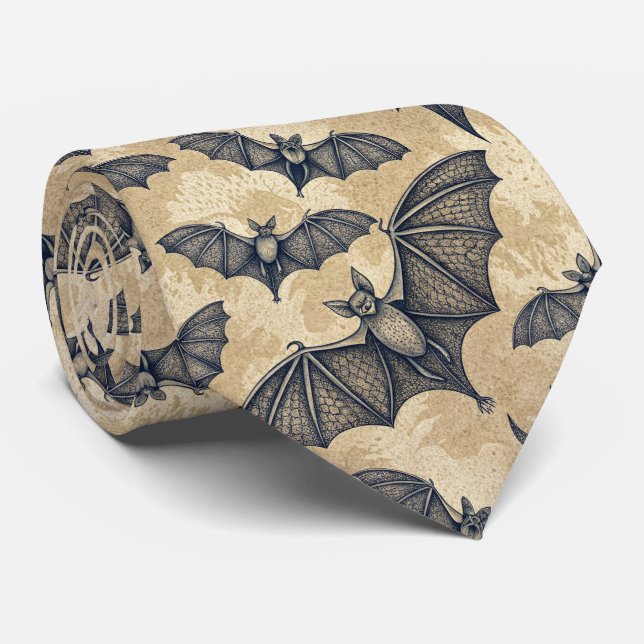 Gravata Morcegos de Halloween Vintage (Rolled)