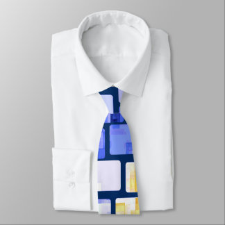 Gravata Mosaico Branco Dourado Azul