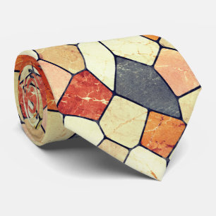 Gravata Mosaico de Pedra Terracota Terrosa e Cinza Ardósia