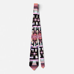 Gravata Mosaico Trippy em preto, cor-de-rosa, Multicolors