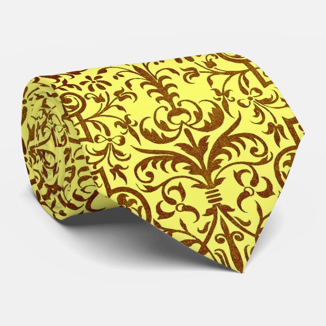 Gravata Motif vitoriano em amarelo (Rolled)