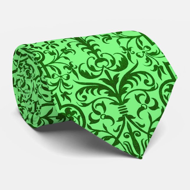 Gravata Motif vitoriano em verde (Rolled)