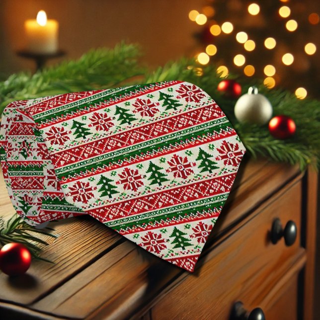 Gravata motivos festivos com pinheiros (Criador carregado)