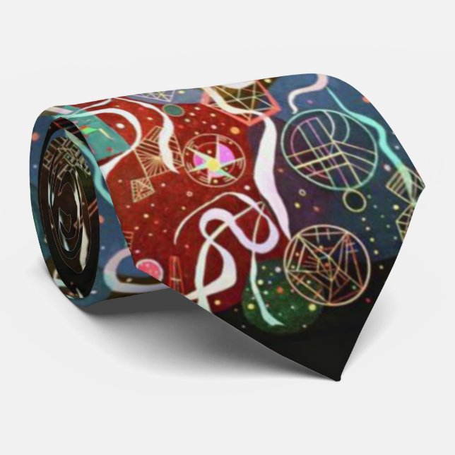 Gravata Movimento Wassily Kandinsky I Esquadra Círculos (Rolled)