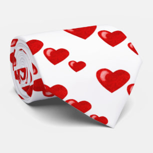 Gravata Muita paixão (padrão cardíaco) (vermelho)