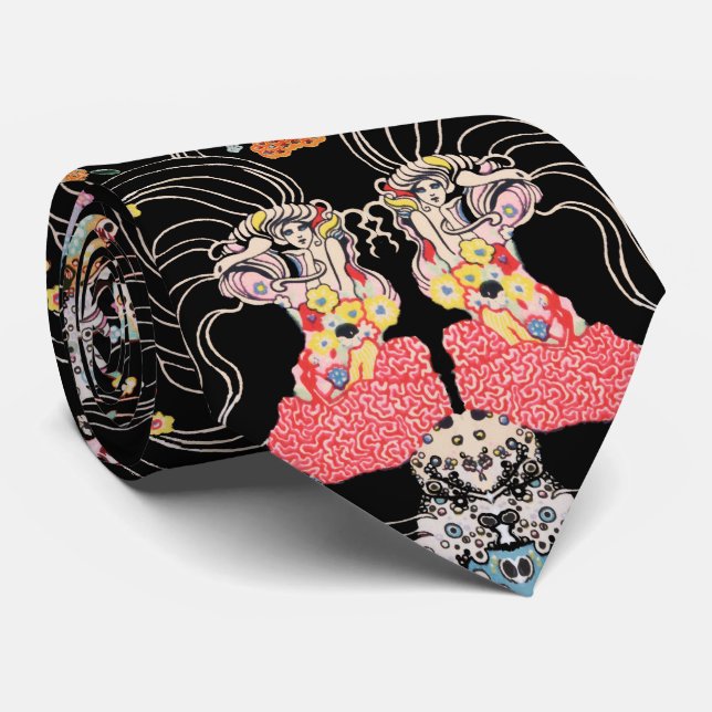 Gravata MULHER,CENTAUR FLORAL, vermelho, branco branco bra (Rolled)