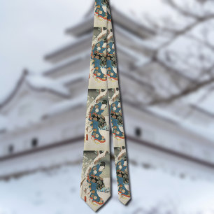 Gravata mulher de quimono no inverno - arte japonesa vinta