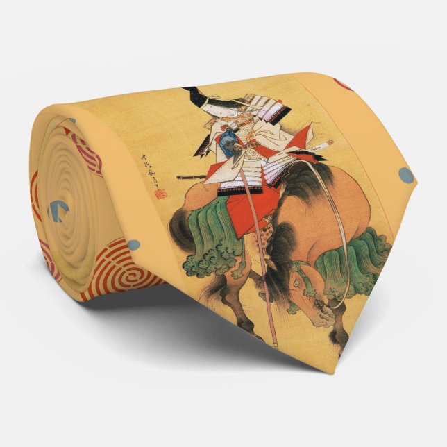 Gravata MULHER SAMURAI TOMOE GOZEN HORSEBACK Arte Japonesa (Rolled)