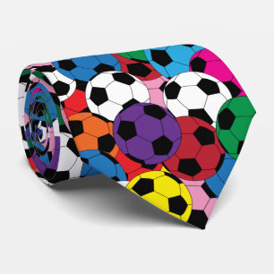 Gravata Multi colagem colorida da bola de futebol - um