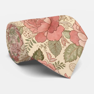 Gravata Musa Floral Empoeirada - Estilo Batik Rosa Empoeir