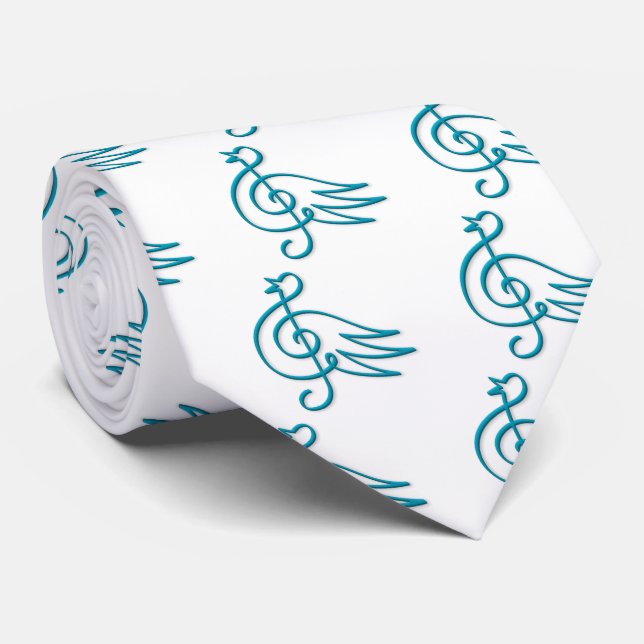 Gravata Música de pássaro azul (Rolled)