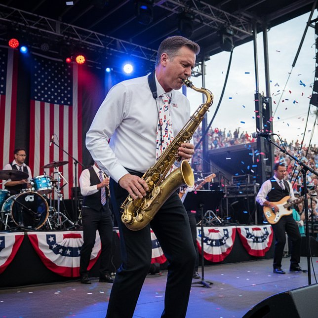 Gravata Música vermelha branca e azul (Criador carregado)