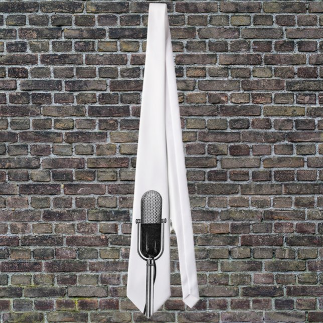 Gravata Música Vintage, Microfone Retro Antiquado (Criador carregado)