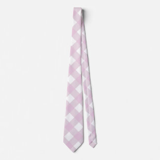 Gravata muted pastel pink white gingham plaid print