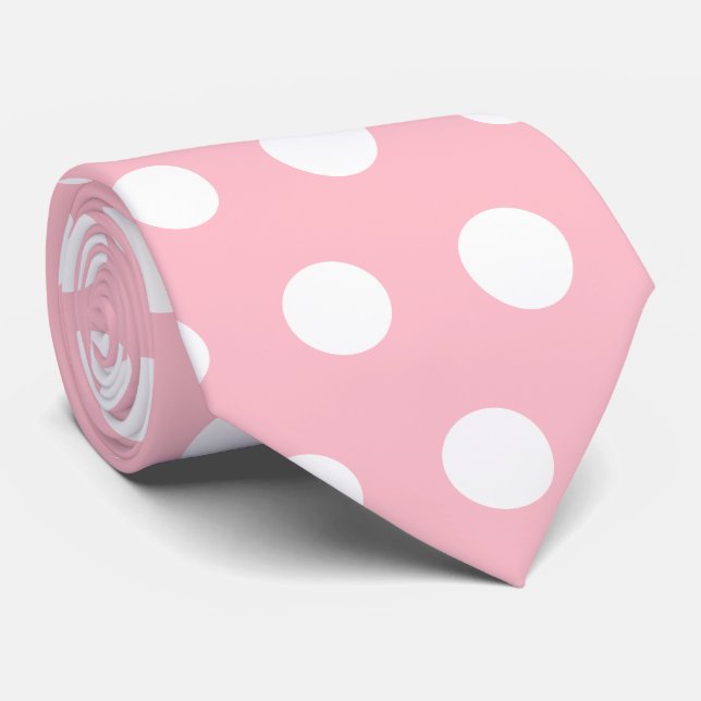 Gravata Na moda cor-de-rosa com pontos brancos nítidos (Rolled)