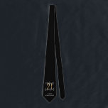 Gravata Na moda de script moderno aniversário de 21 anos a<br><div class="desc">Presente moderno de aniversário de 21 anos de preto e ouro. Parte de uma coleção elegante de na moda</div>