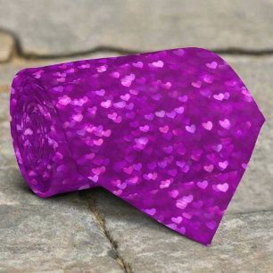 Gravata Namorados Coração Roxo Brilhante Dia dos Namorados