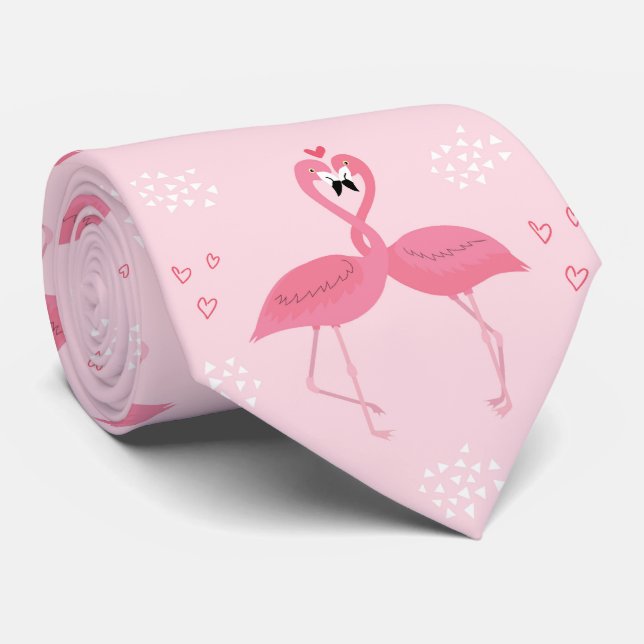 Gravata Namorados Flamingos (Rolled)