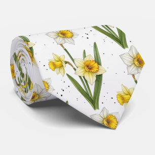 Gravata Narciso Floral de Primavera em Amarelo e Verde Sua