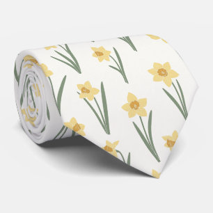Gravata Narciso Floral de Primavera em Amarelo Suave e Ver